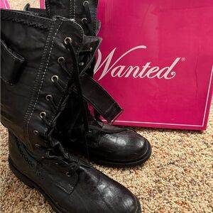Wanted Women's Black Combat Boots